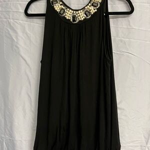 Embellished Black Sleeveless Top